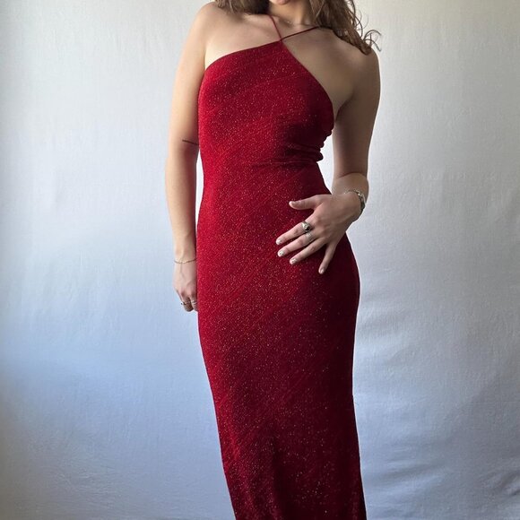 Vintage Charlotte Russe Sparkly Red Evening Gown - Picture 5 of 6